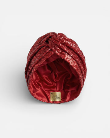 RED SEQUIN TURBAN