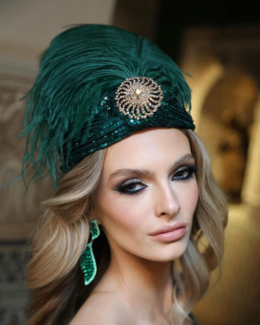 EMERALD SEQUIN TURBAN