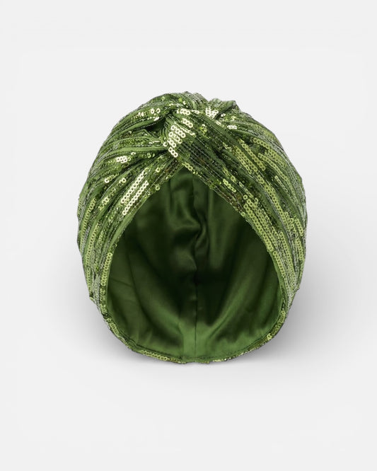BRIGHT GREEN SEQUIN TURBAN
