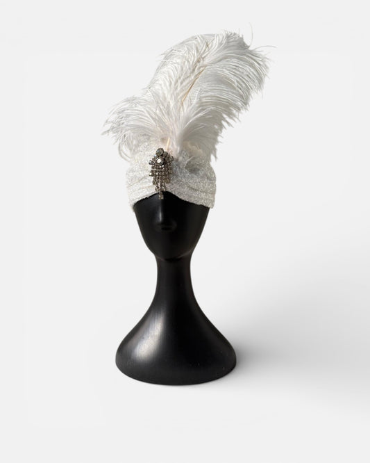 WHITE SEQUIN TURBAN