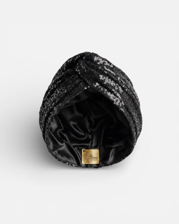 BLACK SEQUIN TURBAN